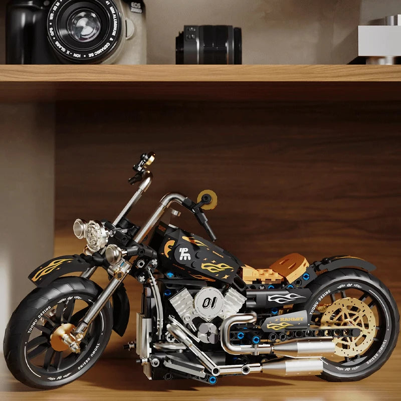 Retro Racing Motorcycle Building Blocks Model City Motorbike Bricks Toy Gift Set