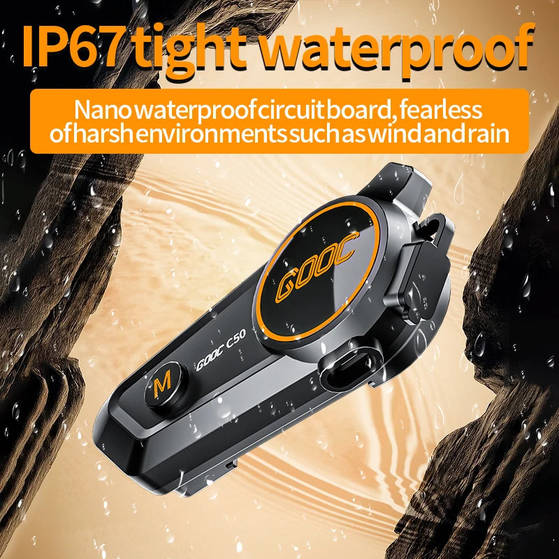 Motorcycle Helmet Bluetooth Headset Heavy Bass IPX7 Ambient Light Hands Free