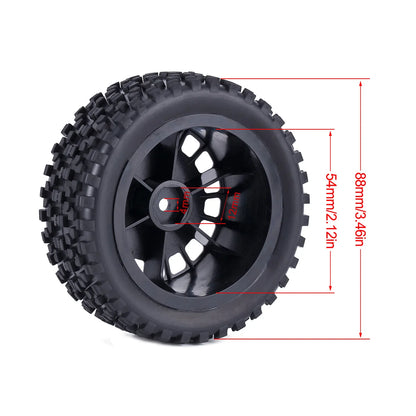 4Pcs 88mm Pre-Glued Road Wheels Tyres 1/10 RC Buggy TT-02B DT-02 Rally