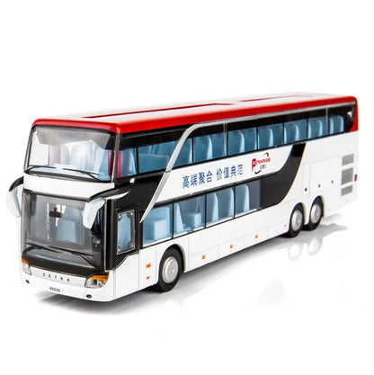 Toy Sound Light Double Decker Bus Kids Die Cast Pull Back Red Car