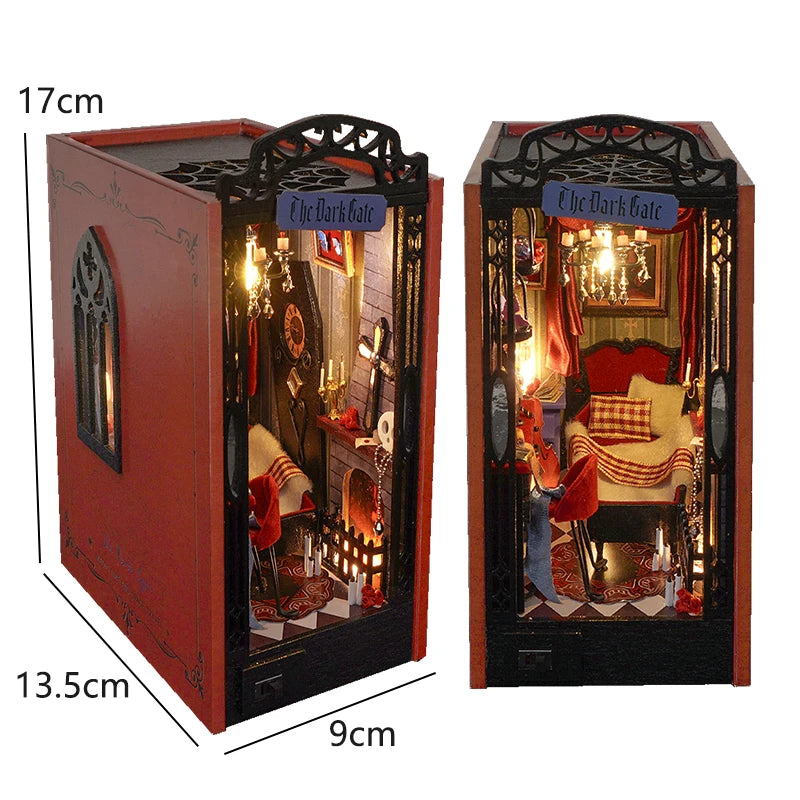 DIY Wooden Book Nook Mini Dollhouse 3D Puzzle Kit Bookshelf Insert Decor Gift - EXPROTAS