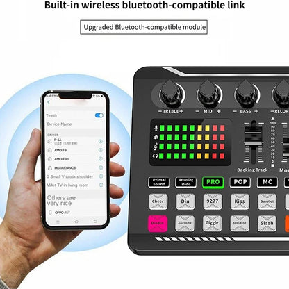 DJ Equipment Microphone Sound Card Console Studio Sound Card Kit Cable Phone Mixing Computer Live Voice Mixer F998 Sound Card-EXPROTAS