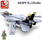 404PCS F14D Tomcat Fighter Model Bricks Military Series Carrier Based Fighter Weapon Figure Doll Building Blocks Kids DIY Toys-EXPROTAS