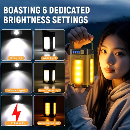 Camping Light Portable Solar Lantern USB Rechargeable LED Tent Lamp 2000mAh