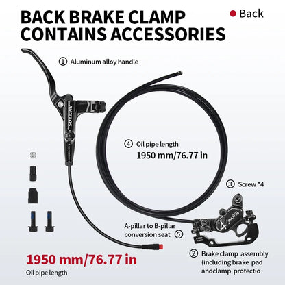 E-Bike Hydraulic Disc Brake BUCKLOS 4-Piston Power Cut-Off 1150/1950mm
