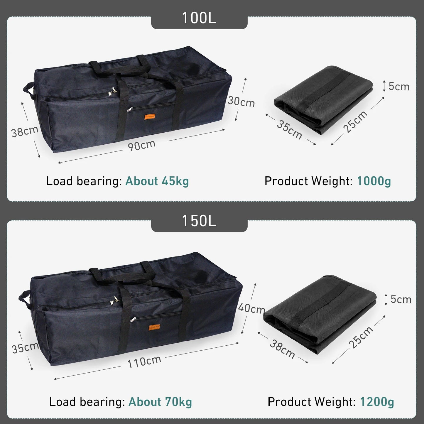 Westtune Camping Tools Storage Bag Folding Large Capacity Accessories Box Portbale Travel Bag for Family Outdoor Activities 100L-EXPROTAS