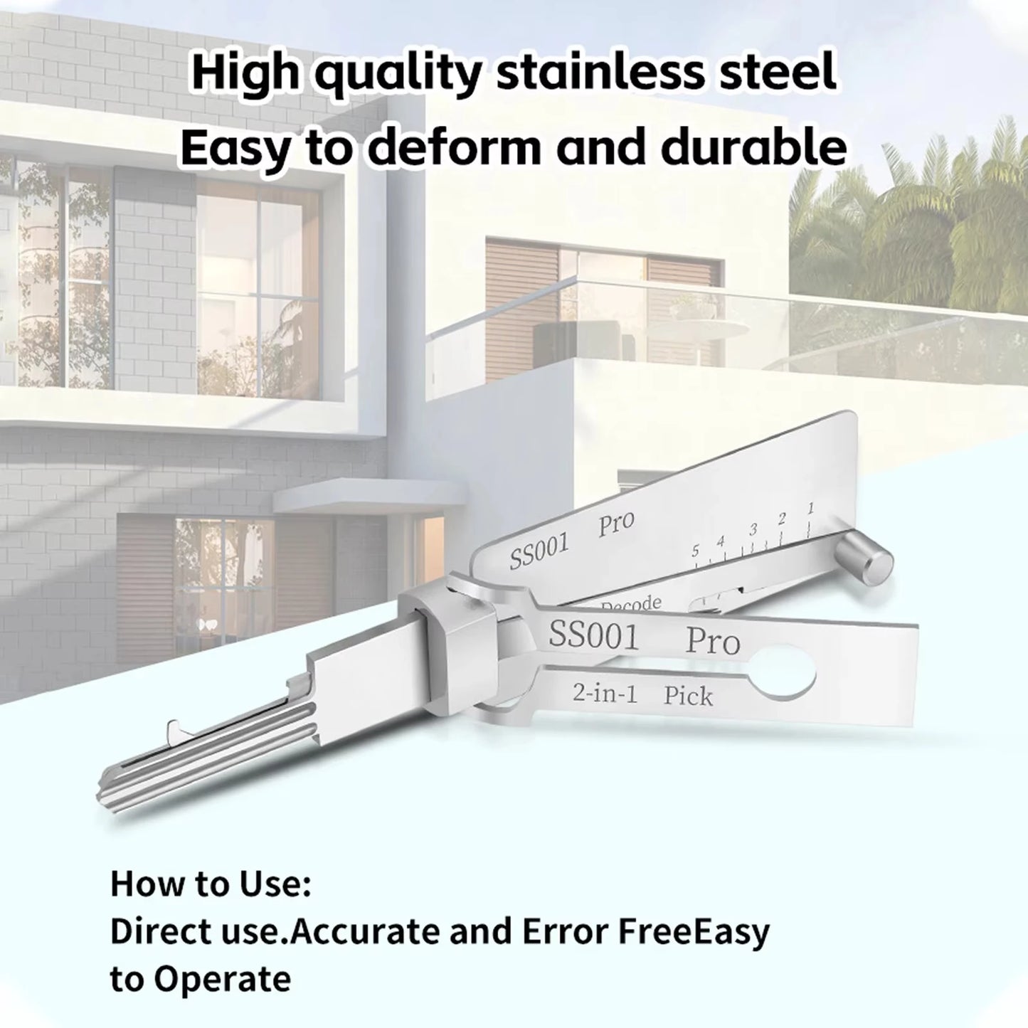Key Precision Hook Stainless Steel Locksmith Tool 304mm Easy Use