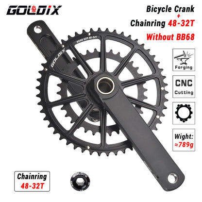 GOLDIX Road Bike Crankset Double 50-34T/52-36T/53-39T Forged Alloy 165–175mm - EXPROTAS