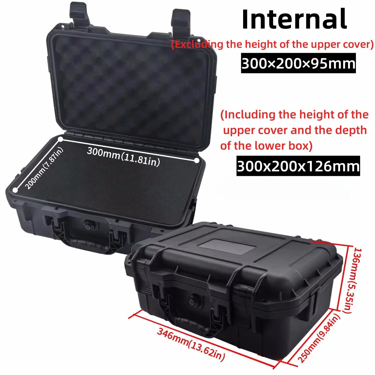 1pc Hard Carry Case Waterproof Storage Box with Pre-Cut Sponge Organizer