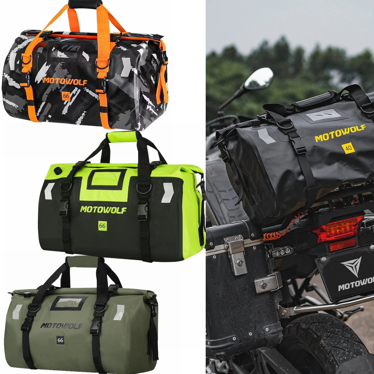 Universal Motorcycle Waterproof Tail Bags Back Seat Bags Cycling Camping Travel Bag Motorbike Scooter Sport Luggage Pack 66L 40L-EXPROTAS