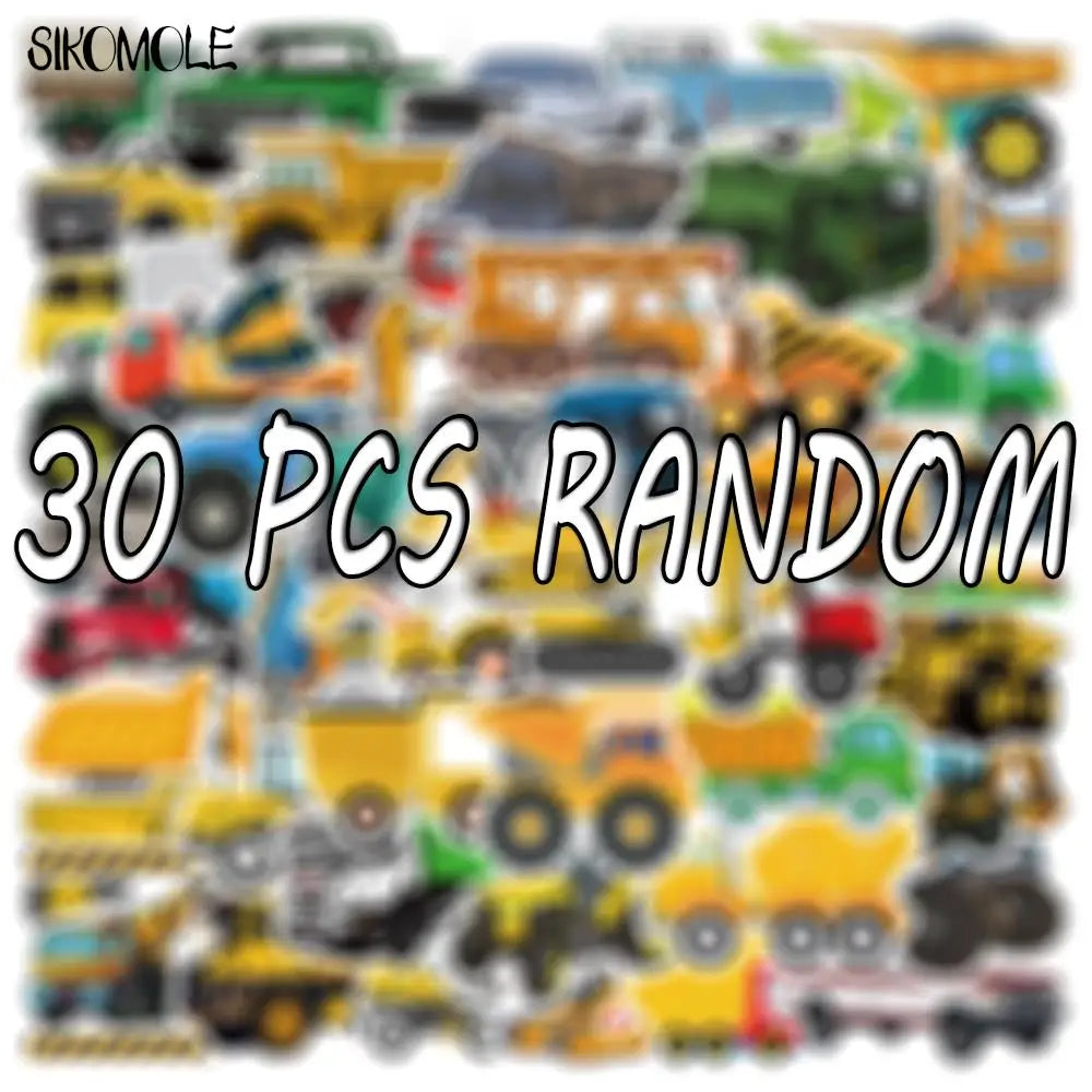 50PCS Cartoon Car Truck Stickers Kawaii DIY Skateboard Decals Kids Toys