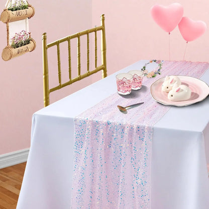 Iridescent Glitter Sequin Table Runner Wedding Baby Shower Party Decor