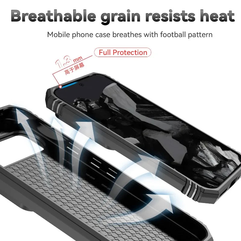 Google Pixel 6-9 Pro XL Armour Ring Case Camera Cover Shockproof Kickstand