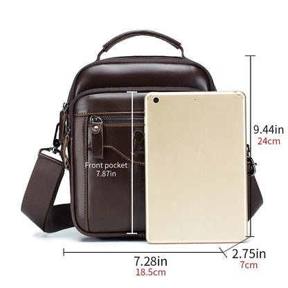 Men’s Crossbody Bag Retro Leather Shoulder Bag Fashion Top Layer Cowhide Satchel