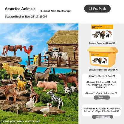 Realistic Animal Figure Toy Early Education Set - Baby Plant Recognition Kit Lion Tiger Elephant Panda Giraffe Animal Figure Toy