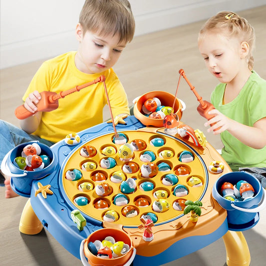 Kids Magnetic Fishing Play for Children Electric Fishing Toy Have Music Spinning Game Fish Rod Education Baby 3 Year Gifts-EXPROTAS