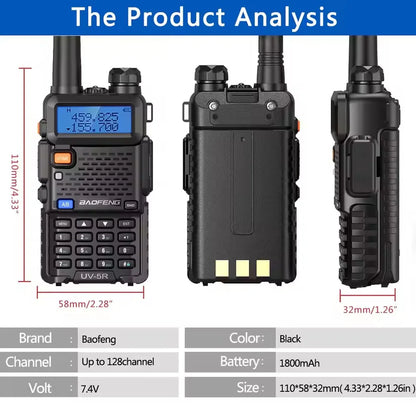 4PCS Baofeng UV-5R Two Way Radio Walkie Talkie Long Range 10KM 5W