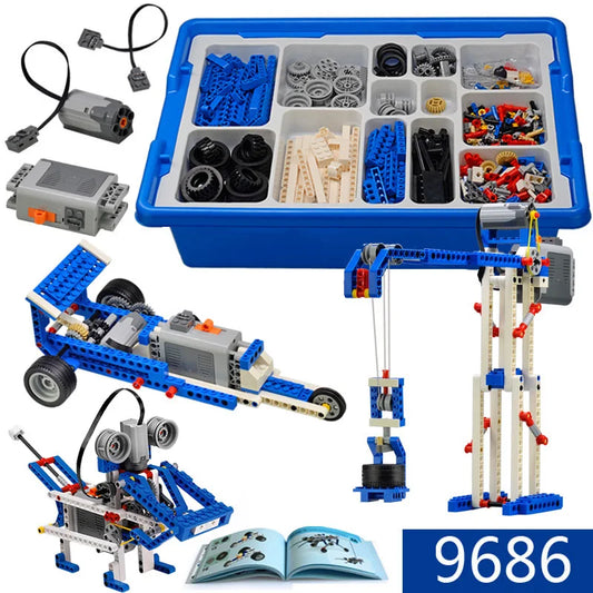 Educational and Dacta Building Blocks Kit 9686 Simple and Motorized Mechanisms Base Set MOC Bricks Robot DIY STEAM Kit Toys-EXPROTAS