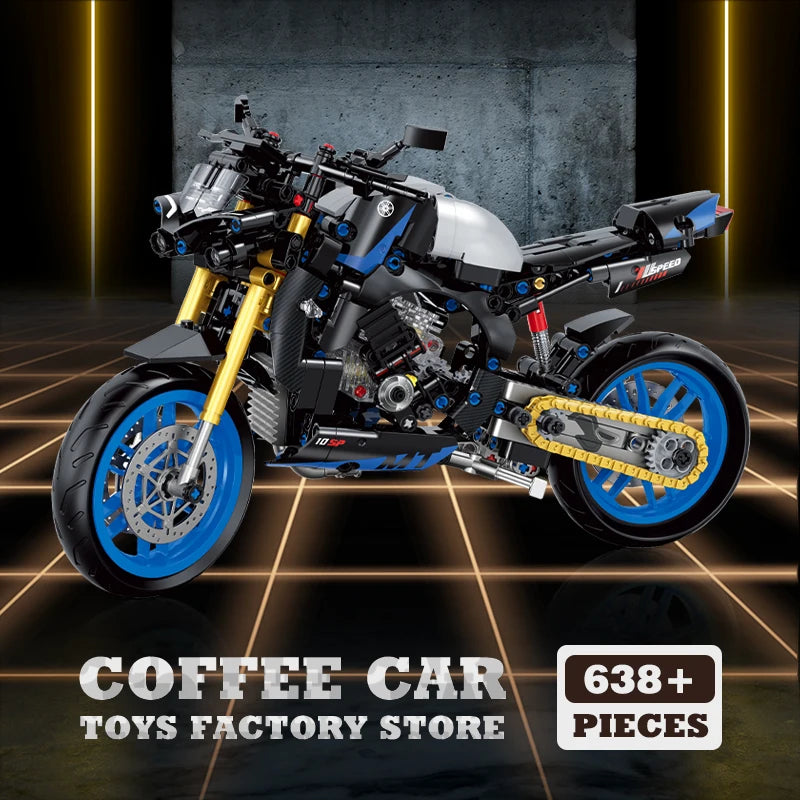 1:8 High-Tech Motorbike Building Blocks MOC Speed Racing Motorcycle Model Toy Gift