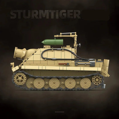1394pcs WW2 German Sturmtiger Tank Building Blocks Military Brick Model Set