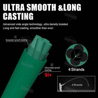 Braided Fishing Line 300M 4 Strands PE Saltwater Abrasion Resistant