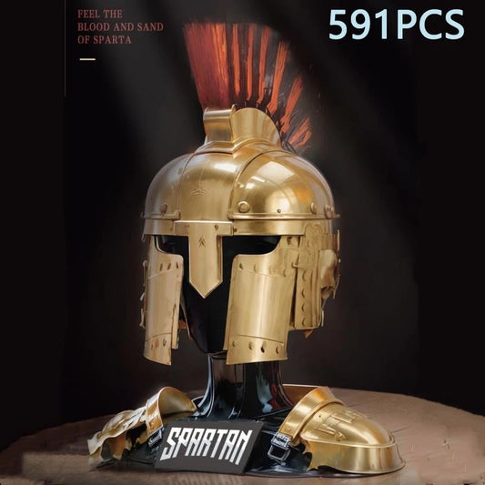591PCS Spartan Helmet Building Blocks Ancient Greek Heavy Infantry Decorative Helmet Model Bricks Desktop Display Kid Toys Gifts-EXPROTAS