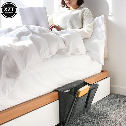 1pc Felt Bedside Storage Organizer Pocket Holder for Phone Book Tissue Sofa