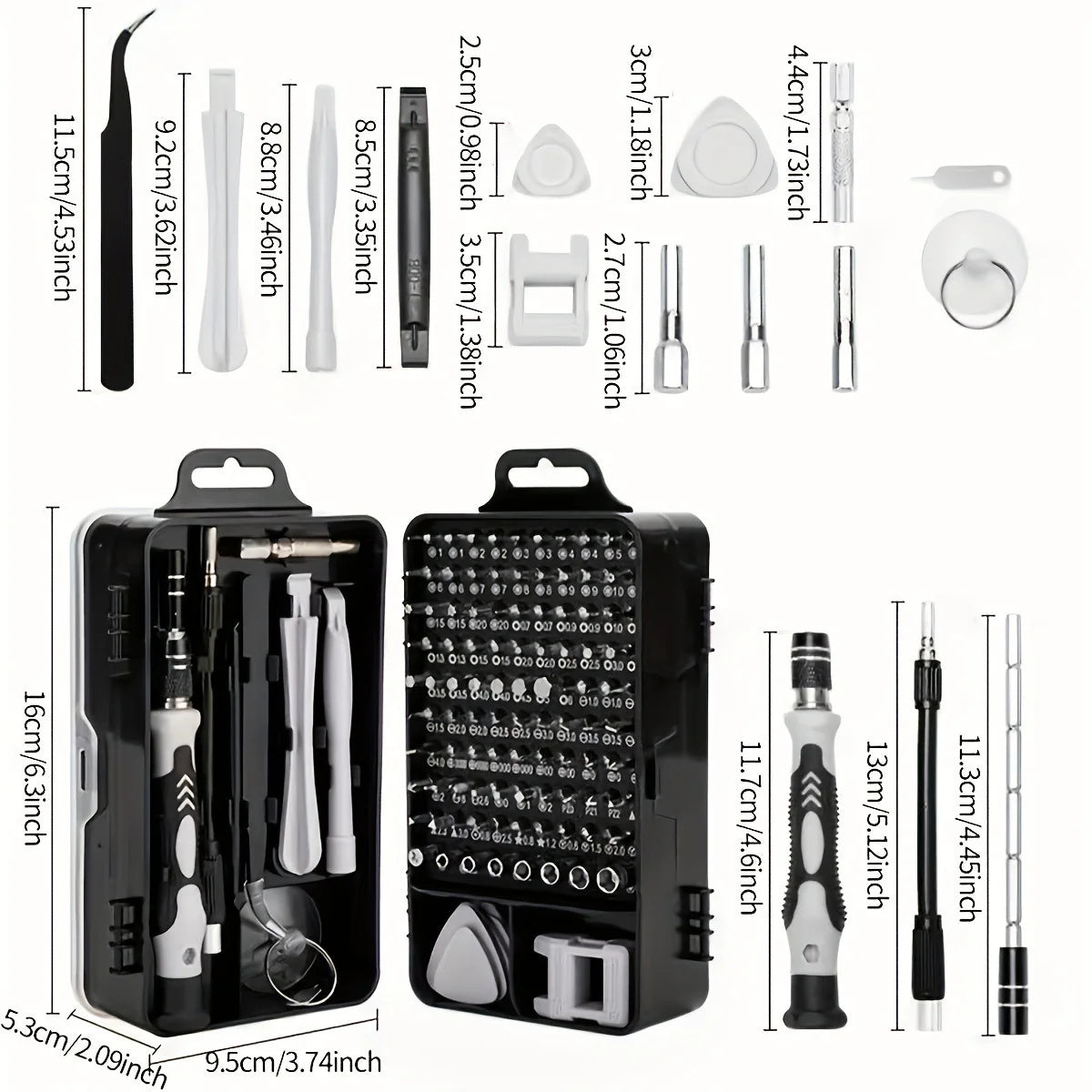 115Pcs Screwdriver Repair Set for Phone, Watch, Glasses, Laptop, Jewellers
