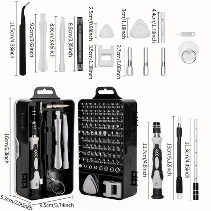 115Pcs Screwdriver Repair Set for Phone, Watch, Glasses, Laptop, Jewellers