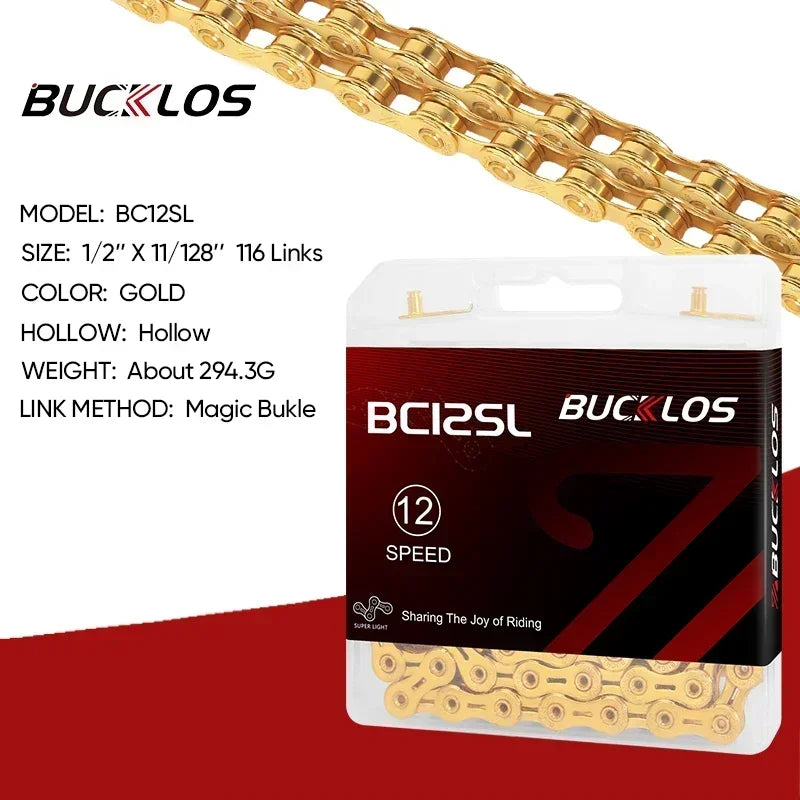 BUCKLOS 8-12 Speed Bike Chain MTB Road Bicycle Chain 116L Shimano SRAM