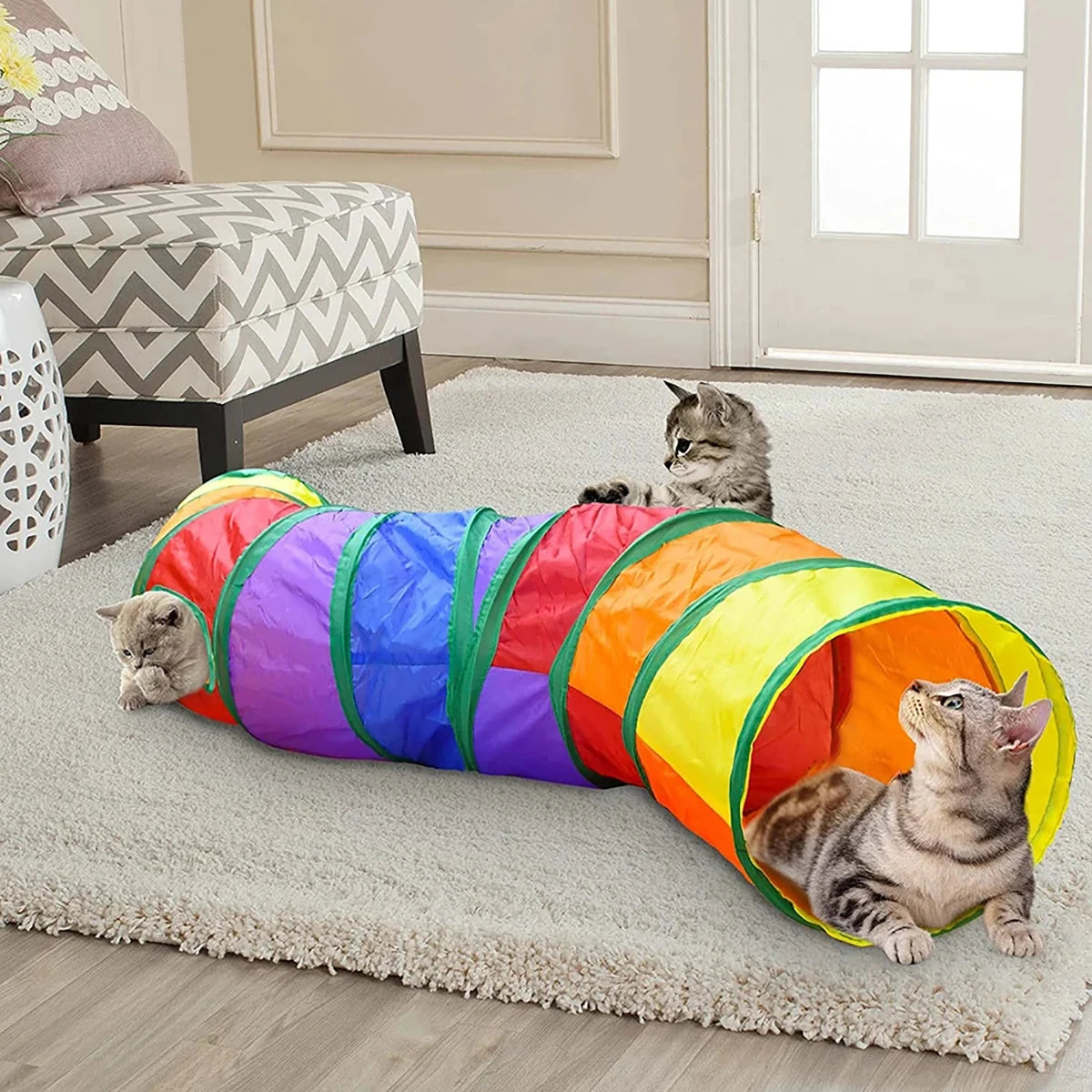Foldable Cat Tunnel Tube Interactive Toy for Kitty Puppy Indoor Play