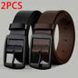 2PC PU Leather Belt for Men Luxury Metal Pin Buckle Jeans Waist Strap