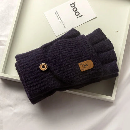 Knitted Fingerless Gloves Winter Warm Thermal Mittens for Men Women