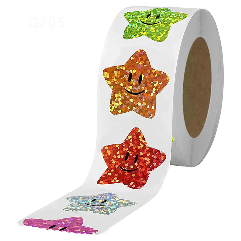 500Pcs Holographic Star Stickers Reward Labels School Teacher Kids