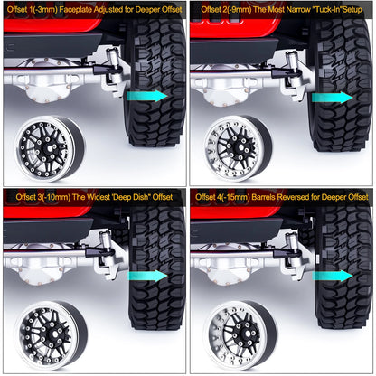 1.9 Aluminium Beadlock Wheels Adjustable Offset Rims 1/10 RC Crawler TRX4