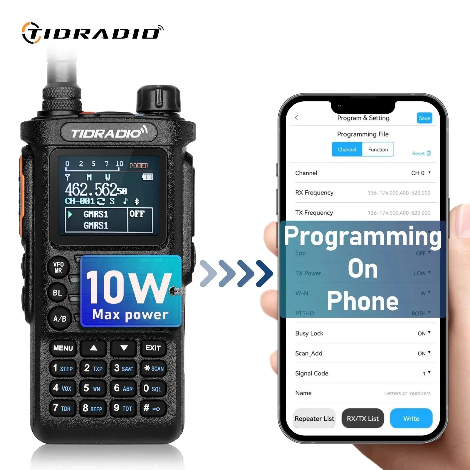 TIDRADIO TD H8 10W High Power Walkie Talkie Long Range Portable Two Way Radio Connection Phone APP Wireless Programming HAM GMRS-EXPROTAS