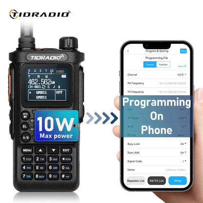 TIDRADIO TD H8 10W High Power Walkie Talkie Long Range Portable Two Way Radio Connection Phone APP Wireless Programming HAM GMRS-EXPROTAS
