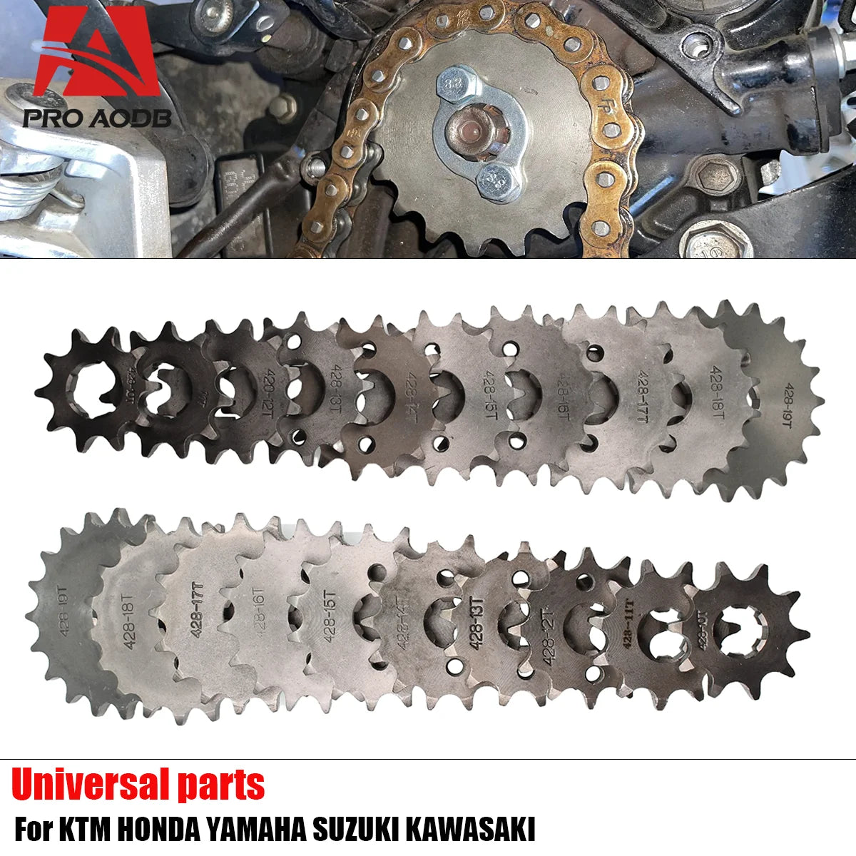 Chain 428# 17mm 20MM 10t 11T 12t 13T 14T 15t 16t 17T 18t 19T Motorcycle Sprocket