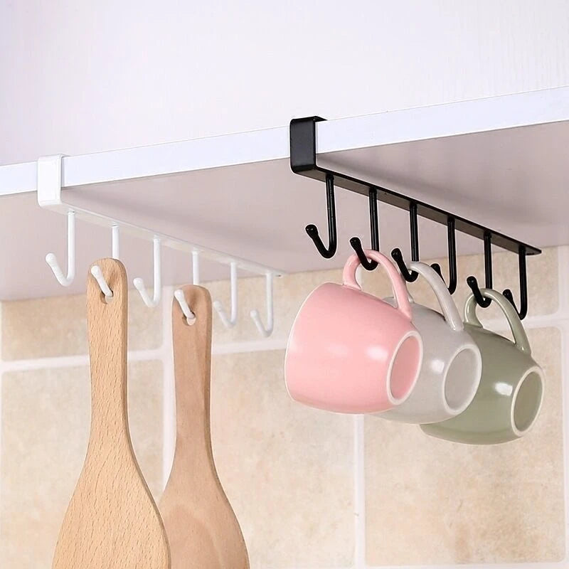Under Shelf Hooks Mug Holder Kitchen Cup Rack Metal Storage Organizer