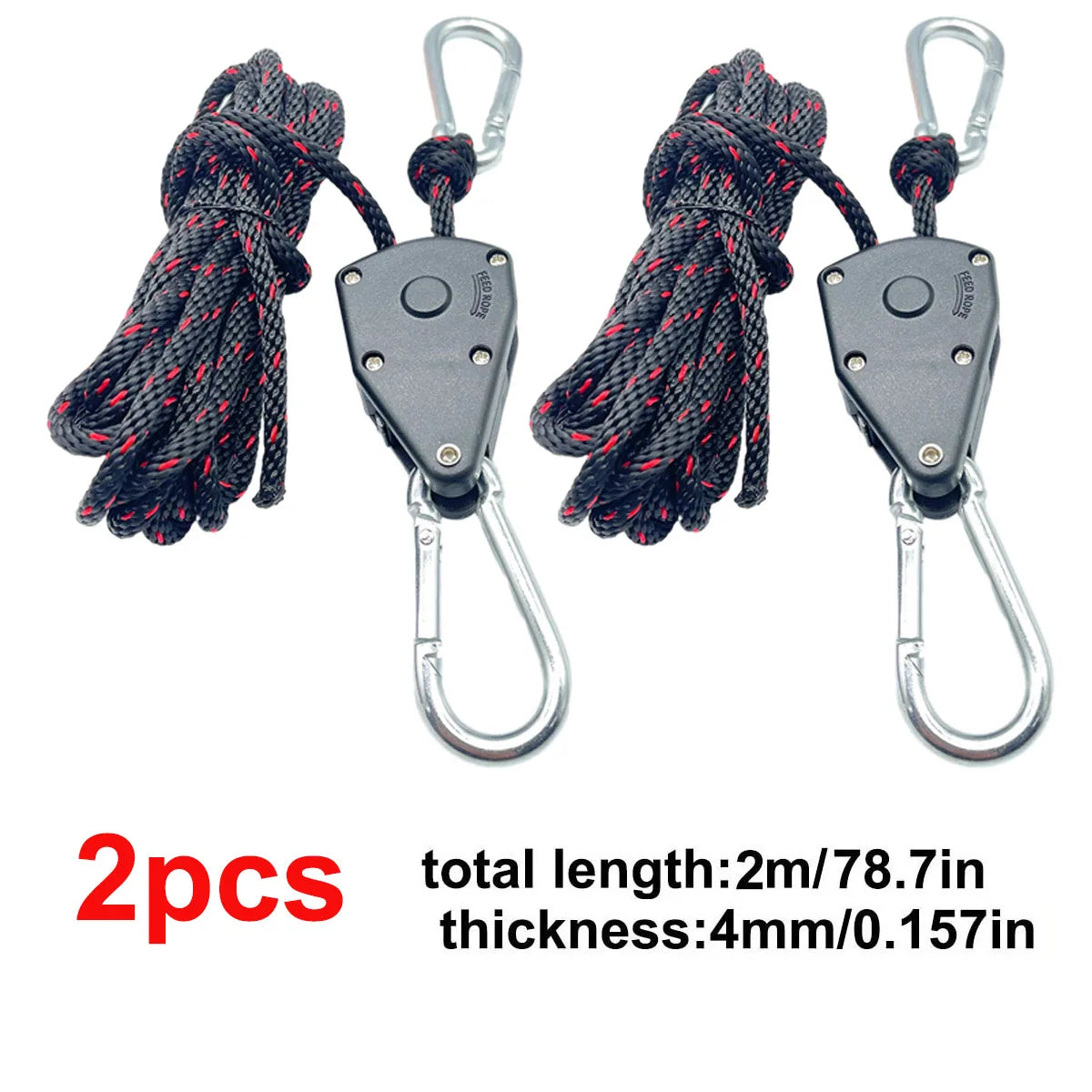 4mm Tent Rope Tightener Pulley Ratchet Hook for Camping Awning Canopy