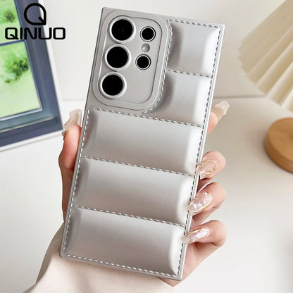 Down Jacket Style Silicone Case for Samsung S20-S26 Ultra Plus FE A-Series Soft