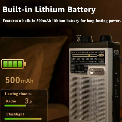 FM AM Solar Hand Crank Emergency Radio with LED Torch 3.5mm Jack