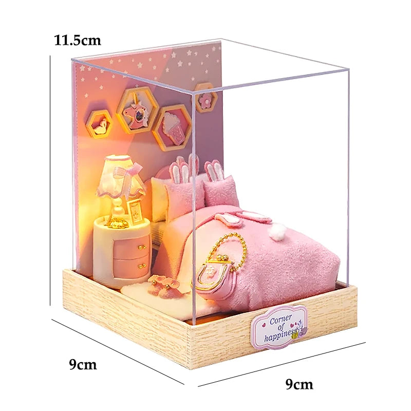 DIY Wooden Dollhouse Christmas Lodge Miniatures with LED Lights Assembly Model Gift - EXPROTAS