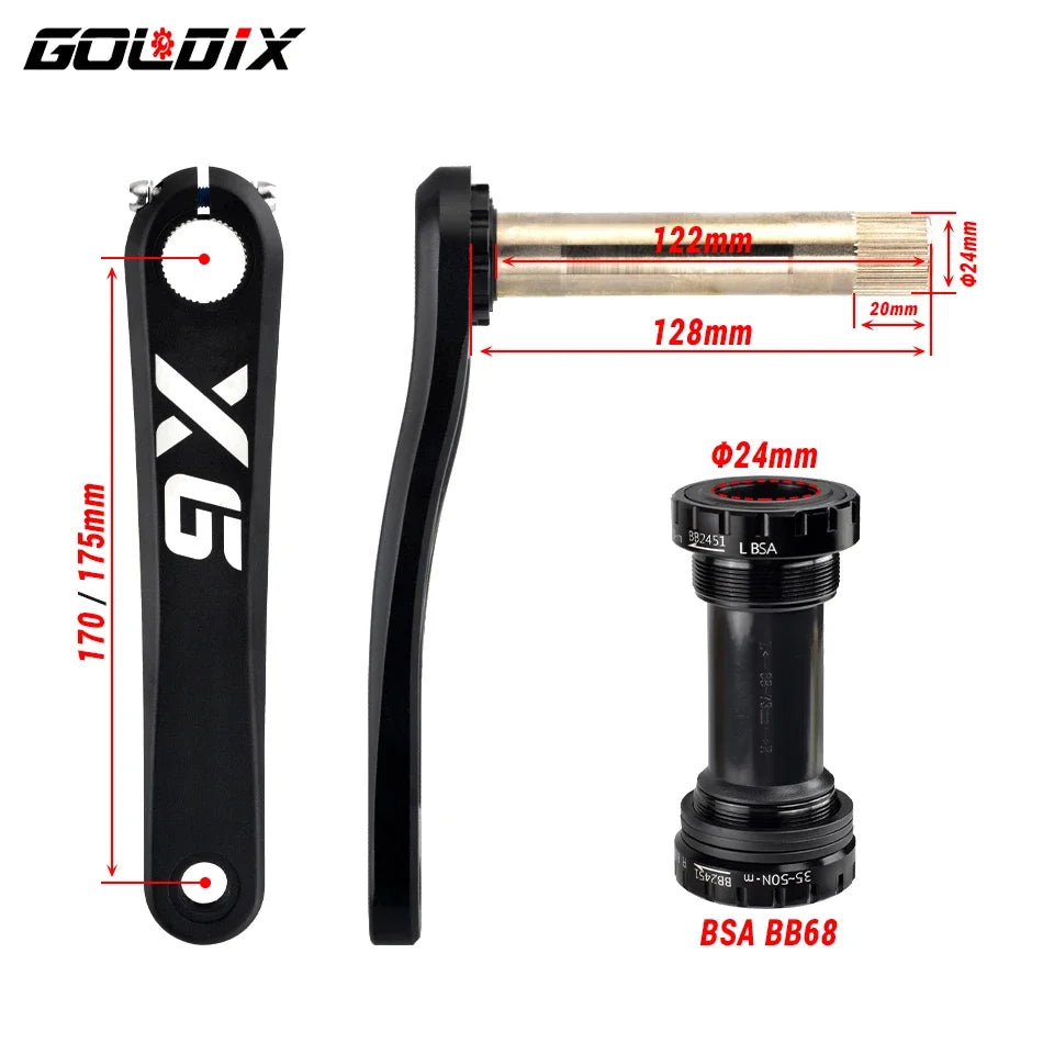 GOLDIX Crankset 170/175mm Direct Mount Narrow Wide Chainring 30T-38T Alloy