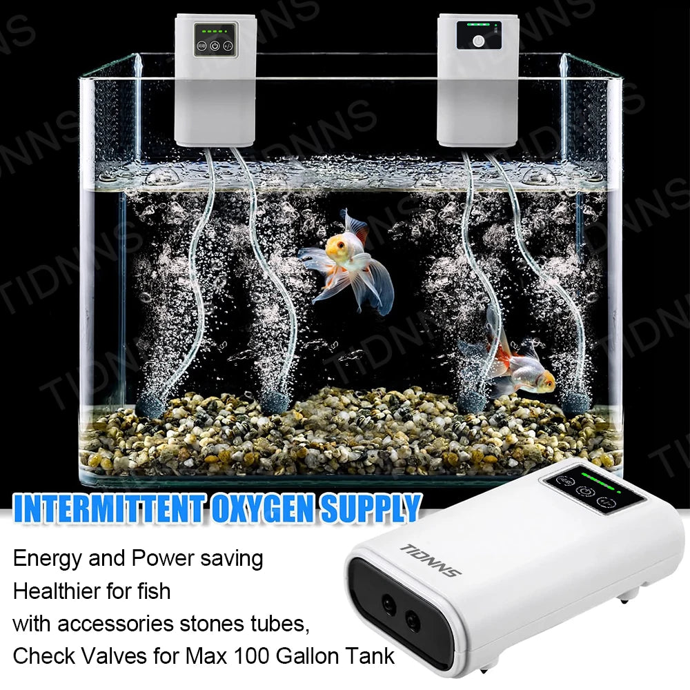 Oxygen Pump USB Rechargeable Portable Air Pump for Fish Tank Aquarium 6000mAh