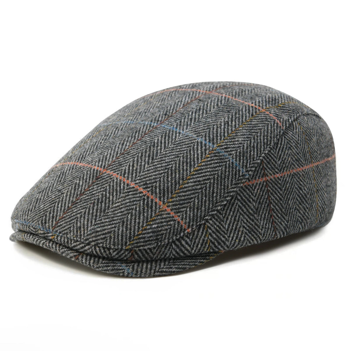 Men's Herringbone Newsboy Hat Wool Blend Flat Cap Gatsby Style