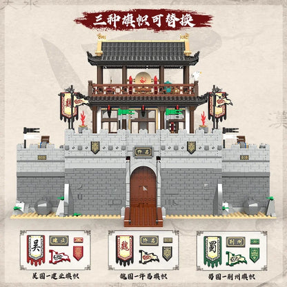 Three Kingdoms City Siege Building Blocks Ancient Military Turret Car Bricks Toy Gift