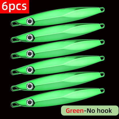 6pcs Long Casting Metal Jig, Sea Fishing Lure, Electroplated Hard Bait, Fishing Accessories Jigging Lure For Saltwater 10g-80g