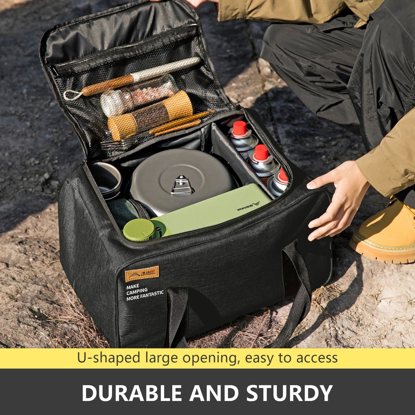 Camping Storage Bag Folding Outdoor Gas Tank Cookware Container 42L 490g