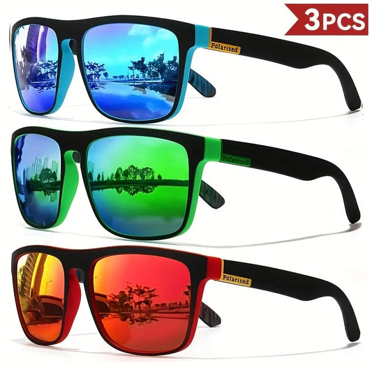 3PCS Polarized Square Sunglasses Men Women Fashion Outdoor Sport Travel
